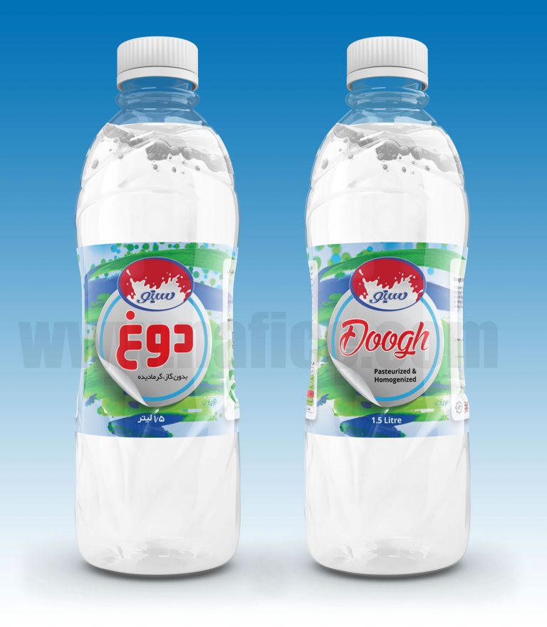 Bottle Front Doogh1 طراحی بسته‌بندی