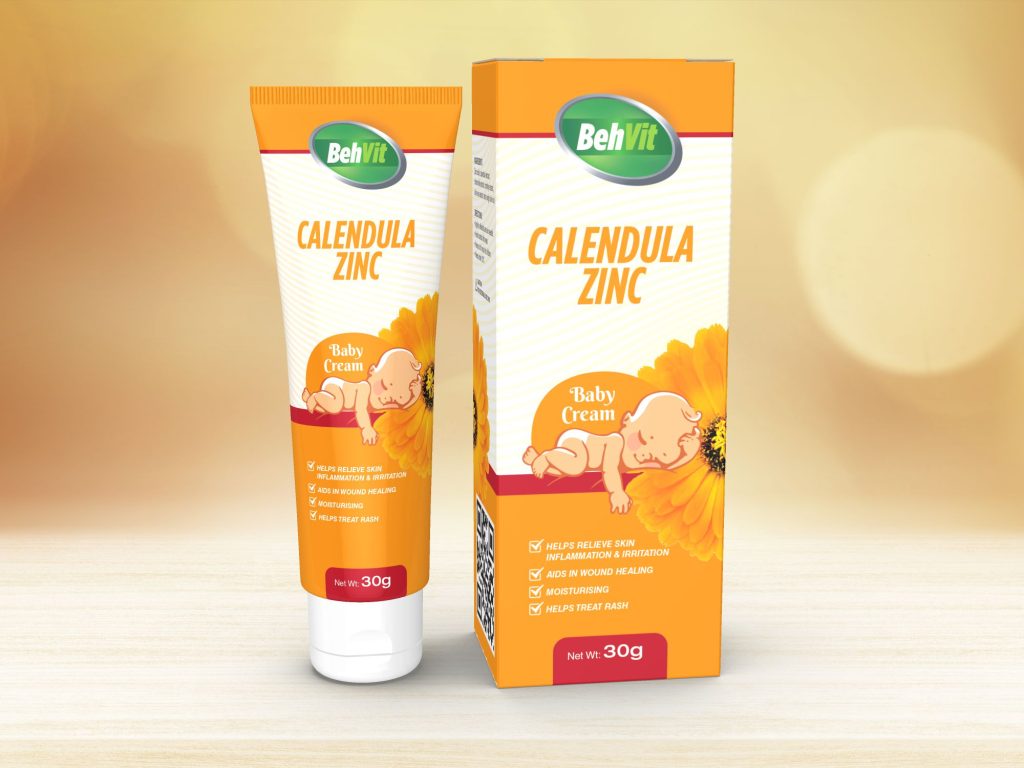 تیوب و جعبه کرم کالاندولا زینک برای کودکان و نوزادان (Calendula Zinc cream tube and box for children and babies)