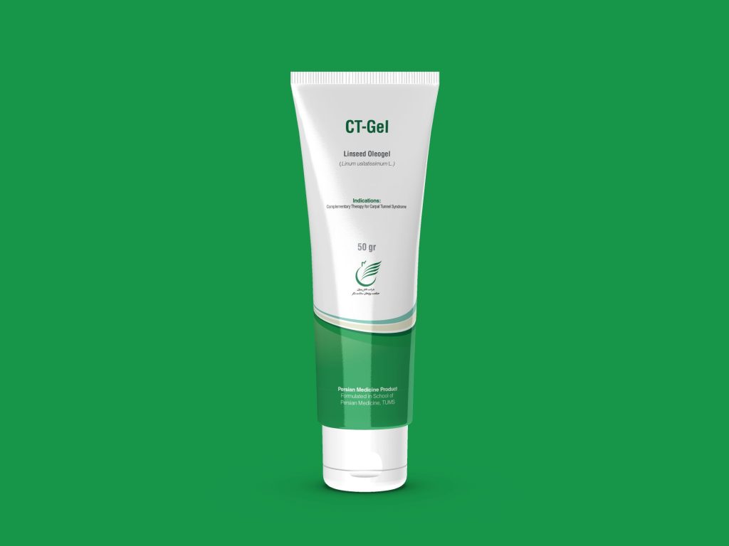 تیوب مکمل CT-Gel حکمت پژوهان با طراحی سبز روی پس‌زمینه سفید