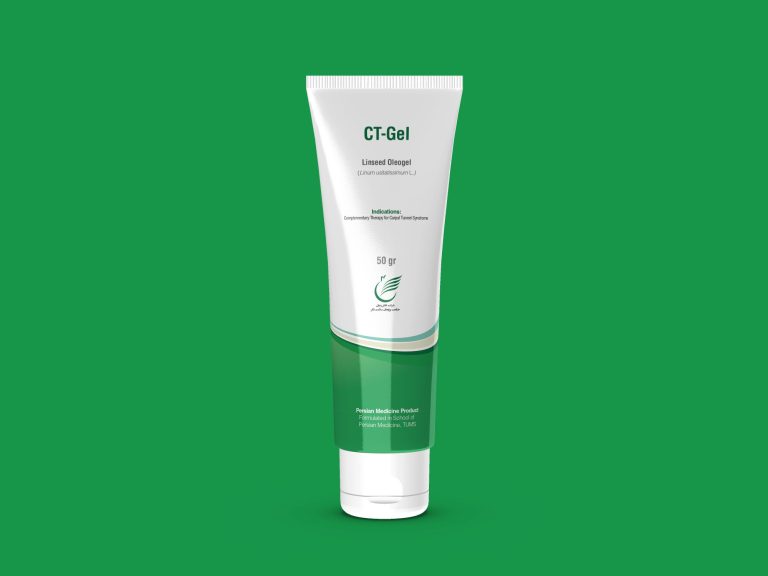 تیوب مکمل CT-Gel حکمت پژوهان با طراحی سبز روی پس‌زمینه سفید