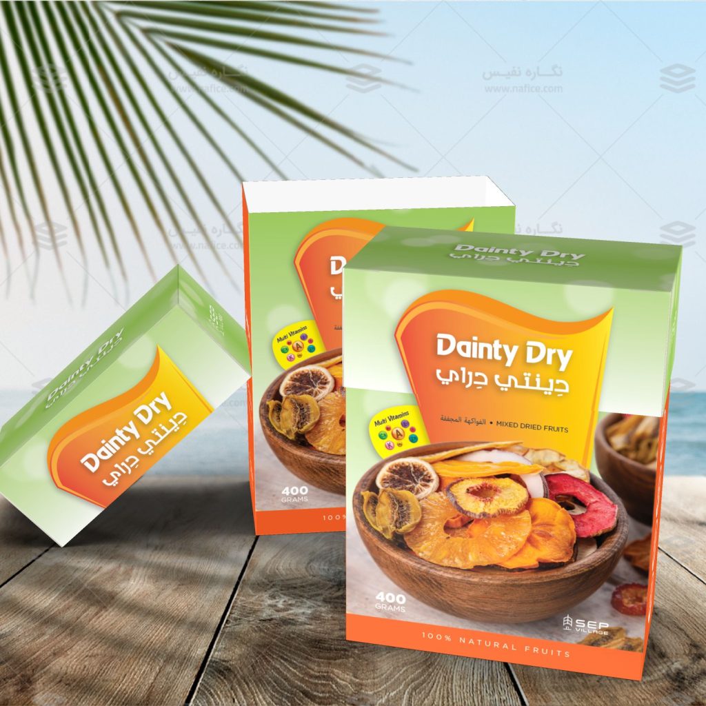 جعبه صادراتی میوه خشک ۴۰۰ گرمی دینتی درای به کشورهای حوزه خلیج فارس.